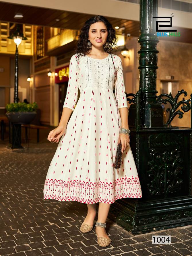 Zudio By Blue Hills Rayon Embroidery Anarkali Kurti Suppliers In India
